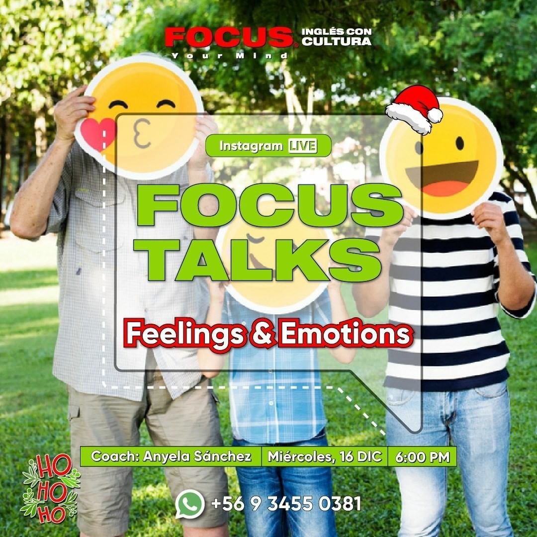 focusyourmindcl's tweet image. Este miércoles 16 de diciembre traemos el #FocusTalks con el Coach Anyela Sánchez, con el tema Feelings &amp;amp; Emotions.
Podrás interactuar en vivo con nosotros y aprender inglés de una manera diferente.

Agenda tu cita con nosotros este miércoles 16 de diciembre.
#inglesconcultura