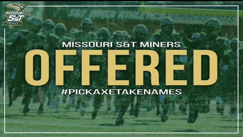 Thankful and blessed to receive an offer from Missouri S&amp;T! #PickAxeTakeNames⛏⛏<a href="/Coach_Jiannoni/">Jake Jiannoni</a> <a href="/coach_hough/">CoachHough</a> @SandTFootball