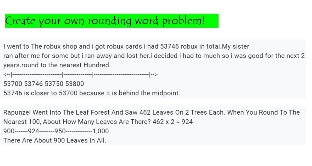 MsElFayoumy's tweet photo. Students were creating their own rounding word problems by rounding to the nearest 10 or 100 using a number line and benchmarks, and they were problem solving by using different strategies to add or subtract 3 digit numbers with regrouping. @JohnnycakeElem https://t.co/S9anmPzhxZ