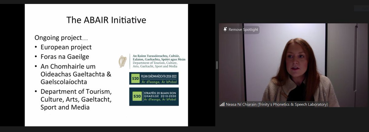 TLRHub's tweet photo. Neasa Ní Chiarain, from Trinity’s Phonetics & Speech Laboratory, is now talking us through the https://t.co/IwGbWaHHH0 Irish language learning website, and the development of synthesized voices for Irish. @phonetics_tcd @tcdslscs
@GaeloifigTCD @nichiarain #sonicspaces https://t.co/0EefniPp7r