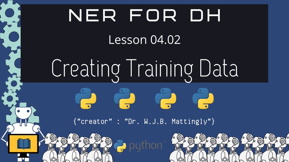 wjb_mattingly's tweet photo. New video in my #NER for #DigitalHumanities series is now live. In this video, we EntityRuler in @spacy_io to generate a training dataset. This will be used in the next video to train a ML model which we will improve later in the series.

Video: https://t.co/GLZOte0vyc

#NLP https://t.co/Oar9NcxN5y