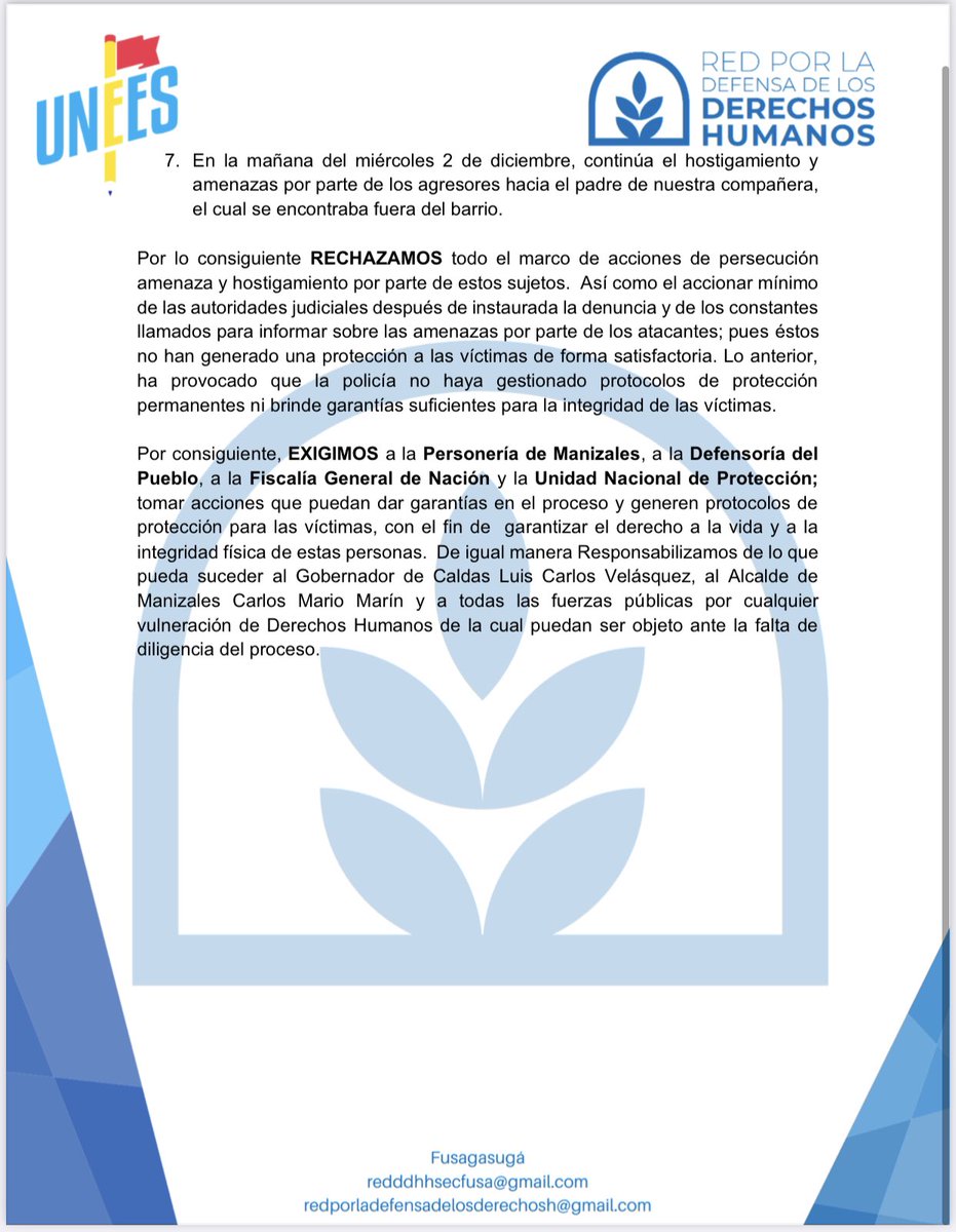 RedPorDDHH's tweet photo. ⭕️⭕️⚠️⚠️ALERTA TEMPRANA ⚠️⚠️⭕️⭕️: Amenazas y persecución en Manizales @Col_Informa @UNEESCol @Alcalde_Verde @PoliciaColombia @SecGobiernoMzl @persomanizales @DefensoriaCol @red_ddhhbogota @GustavoBolivar @ https://t.co/1PmQ448sZz