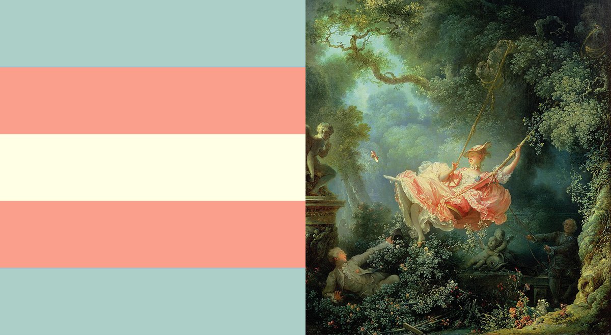 belllmonts's tweet photo. some trans pride flags with colours picked from various classical paintings https://t.co/lnfRw3AhdJ