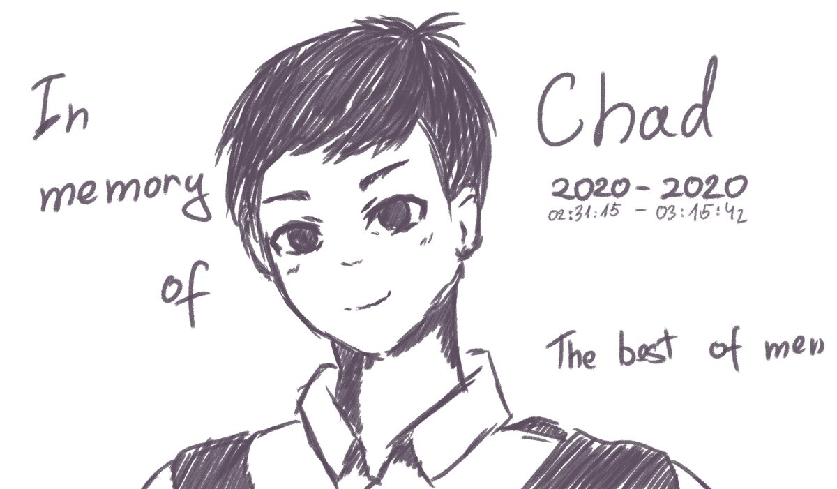 In memory of Chad, the pinnacle of human !
Watch latest stream for context ('。_。`)
 
#illustami 