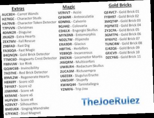 All Cheat Codes for LEGO Harry Potter Years 1-4 