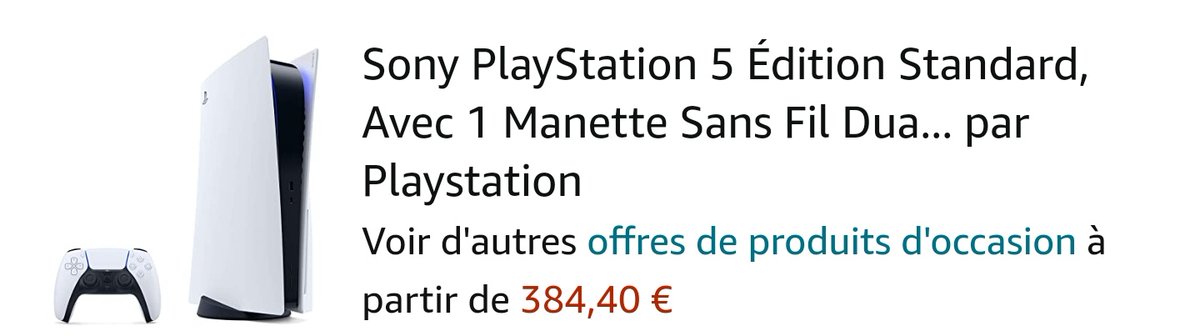 Aujourd'hui j'ai vu plusieurs fois des #PS5 en occas sur Fnac/Amazon, vendu/expédié par le site (pas des revendeurs de marketplace) avec des prix dans ces eaux là juste psk la boîte est abîmé, mais la console est neuve 👀 https://t.co/k187HXnM2A