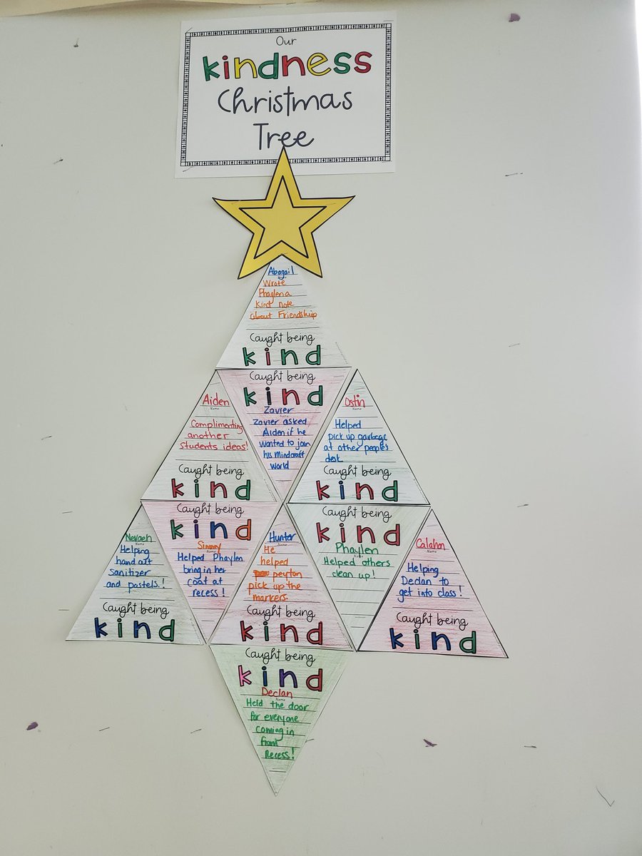 Started our class Advent Kindness Christmas tree. We are trying to catch each other doing random acts of kindness during this season! #Advent #randomactofkindness @alcdsb_stfa @3_5Wolfpack @alcdsb