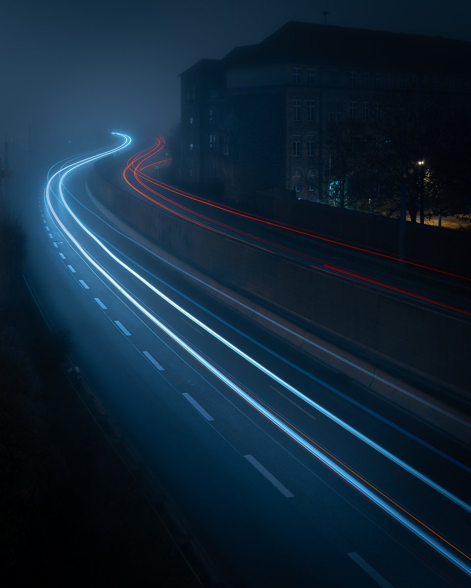 Light trails in the fog

#life_is_street
#lighttrails
#lightrails
#thinkverylittle
#streetphotography 
#Karlsruhe 
#photography
#longexposure 
#Germany 
#NightPhotography 
#sigmalens
