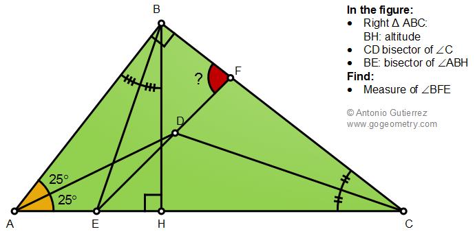 gogeometry's tweet image. #Geometry Problem 1488: Right Triangle, Altitude, #Angle #Bisectors, Measurement gogeometry.com/school-college…