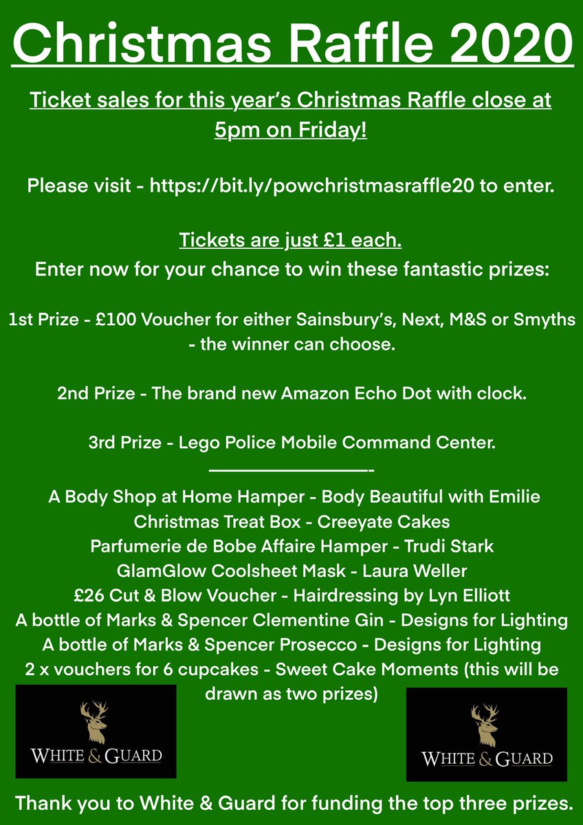 Not long left to enter this year’s Christmas Raffle. bit.ly/powchristmasra… @WellsteadPri