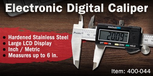 eclipsetools's tweet image. Electronic Digital Caliper
totaleclipse4u.com/default/400-04…

Accurate and very precise measurements a breeze. Features four different measure methods; inside, outside, depth and step measurements. The large LCD display is easy to read and can show either metric or inch measurements.