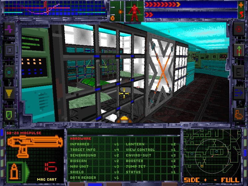 System Shock has a very complex UI where you have to use dozens of keys and buttons to operate the game. More modern ports and remasters have simplified the interface and controls to a degree – it was way more complicated back in the day.