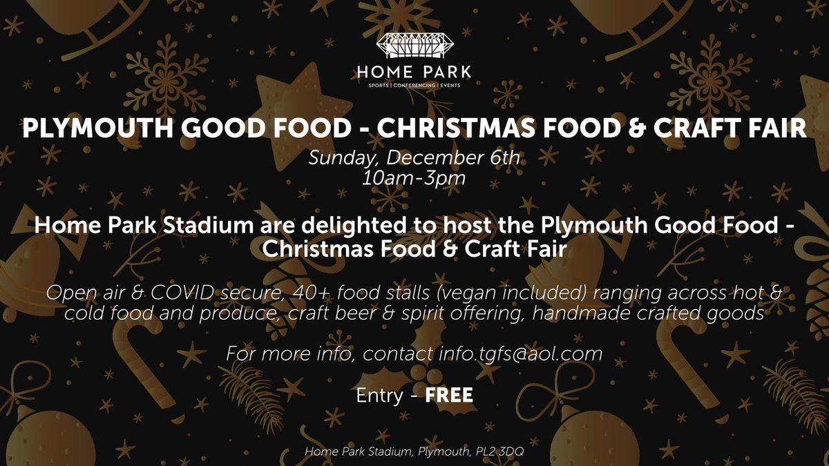 Hi <a href="/Devon_Hour/">#DevonHour</a> I hope everyone’s doing ok. We are hoping to see some of you <a href="/homeparkstadium/">Home Park</a> #plymouth this Sunday for our Christmas good food Sunday market 10-3. Large open air site, free entry, great food. Come &amp; stock up fir the festive season! #devonhour