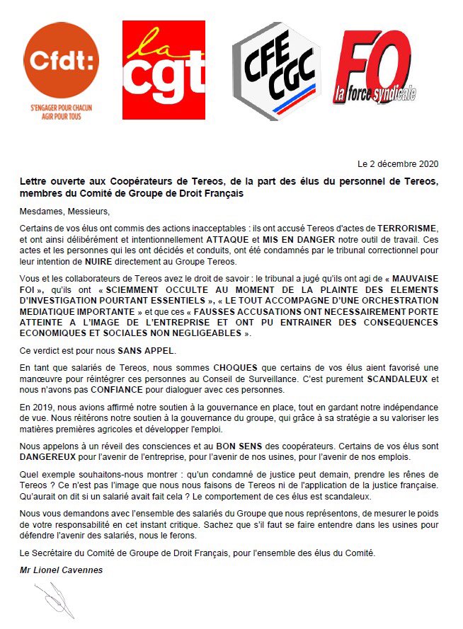 Les salariés de Tereos inquiets d’une prochaine prise de contrôle du groupe par des frondeurs #Tereos <a href="/Tereos/">Tereos</a> <a href="/CGB_FR/">CGB</a> <a href="/emma_ducros/">Emmanuelle Ducros</a> <a href="/TerrenetFR/">Terre-net.fr</a> <a href="/_MissBetter/">Miss Better</a>
