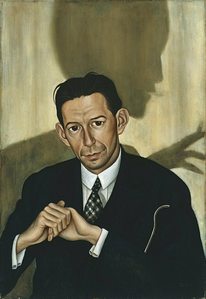 Portrait of Dr. Haustein, 1928 by Christian Schad,
#painting #oiloncanvas #museothyssen #christianschad #portrait #shadow #haustein