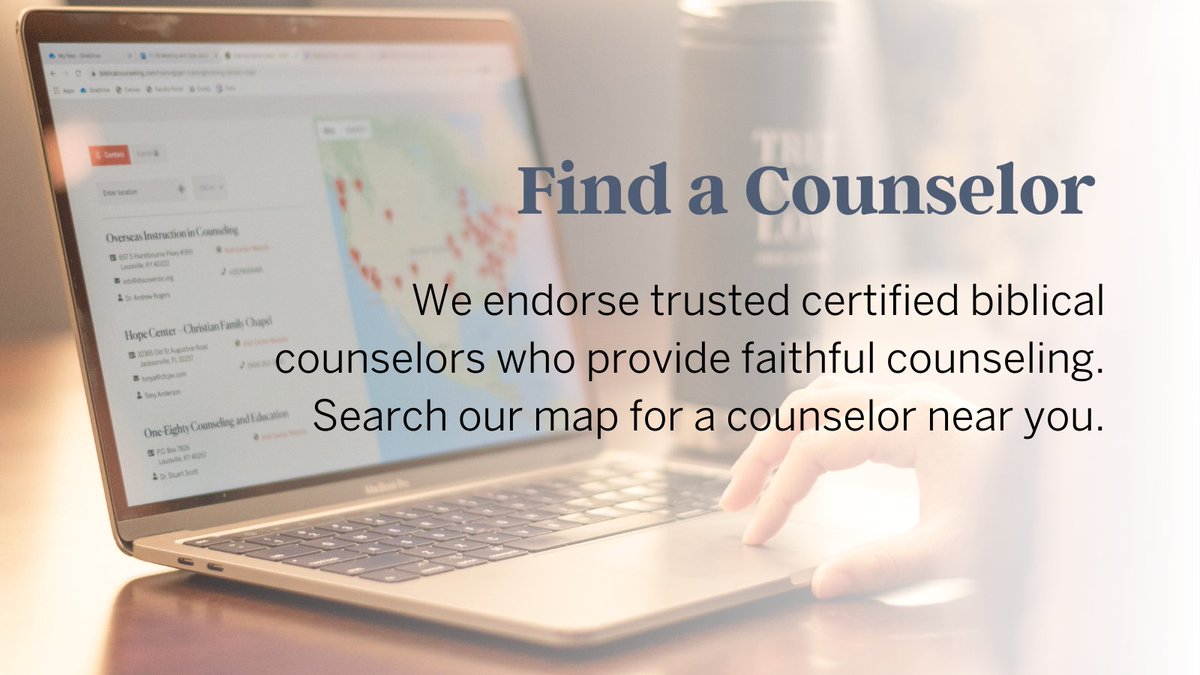 acbc's tweet photo. Looking for a counselor? Find a certified biblical counselor on ACBC's Find a Counselor Map. https://t.co/tBdBDhIZIT https://t.co/pTzF5FQoyY