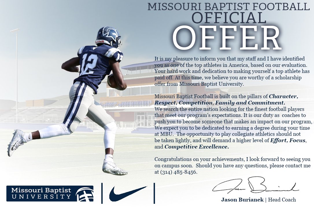 Blessed to receive my 2nd offer to Missouri Baptist. Thank you to @ekern2 and @MBUCoachB for the opportunity.
<a href="/RecruitNorth/">Edmond North FB Recruiting</a> <a href="/6starfootballOK/">Six Star Football | OKLAHOMA</a> <a href="/troof10/">Tanner Roof</a> <a href="/CoachGarf/">Coach Jon Garfield</a>