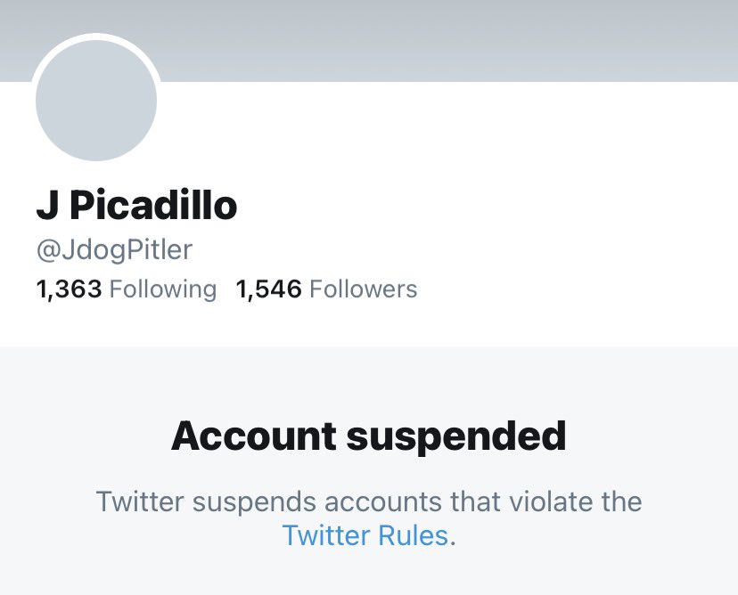 Deplatform_Hate's tweet photo. No. 79 @jdogPitler suspended thanks to people reporting his disgusting tweets. Keep reporting in order to #DeplatformHate https://t.co/SuVRrlMgCk