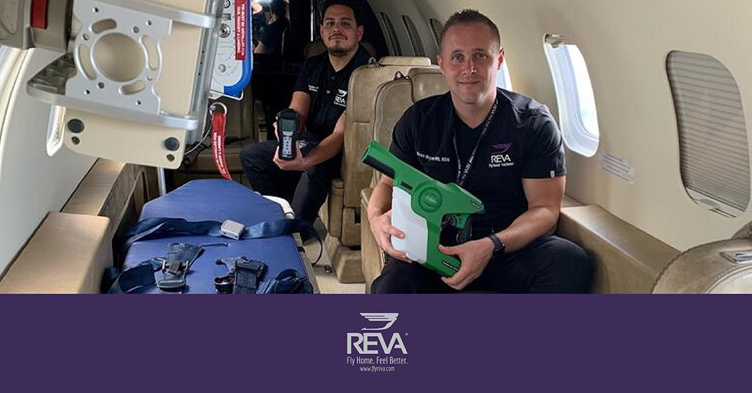 Aircraft disinfection after a Covid-19 medevac mission - Sean Bryan, Assistant Director of Medical Operations <a href="/REVAInc/">REVA, Inc.</a> 

Read Official Article Here: bit.ly/2JBSXOw

#AirMedRescue #airambulance #covid19