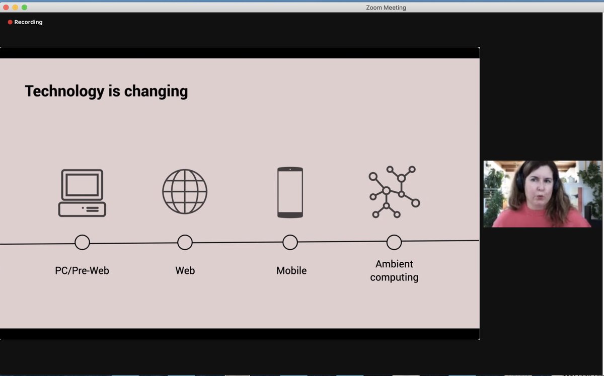 ozchiconf's tweet image. A very engaging and interesting keynote at #OzCHI2020  by Kate Freebairn (@kickass) on &quot;Designing for the Home&quot;. We are currently moving from mobile to ambient computing, where technologies integrate into our lives in a way we don&apos;t notice that we are using them.
