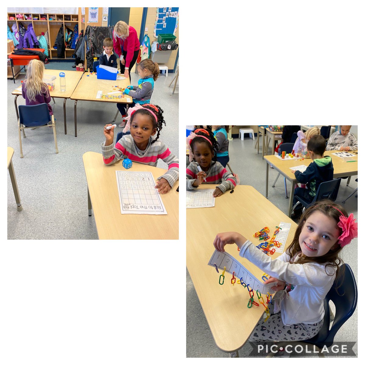 MissRibeiro5's tweet photo. Kindergarten working hard at math centres. Learning through play @shcsparis https://t.co/5EvkdHyOy7