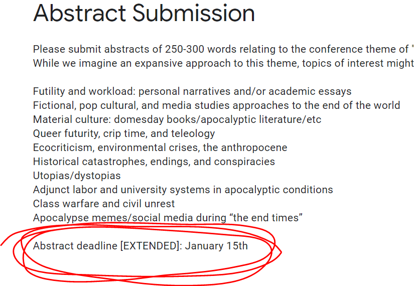 ESA_GC's tweet image. GOOD NEWS EVERYONE✨the deadline for abstract submissions has been EXTENDED to Jan 15th! If you wanted to submit but thought you'd missed it, turns out it's not the end of the world! 

We are so excited by the submissions we have already received; can't wait to reading more!