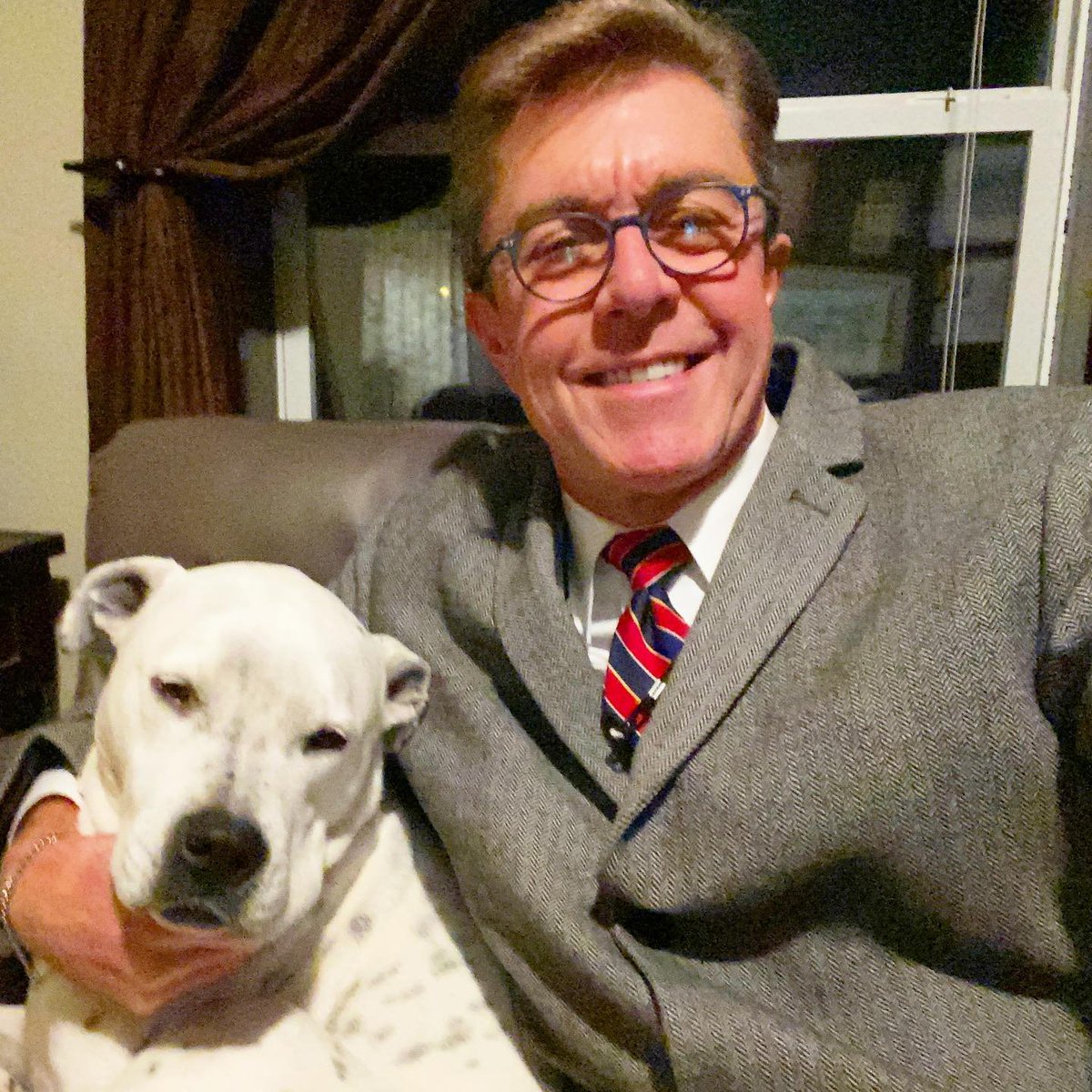 georgemallet's tweet photo. Today is one of two #NationalMuttDay observances. This is the Spotopotamus @Spots2016 and me. He is Pit Bull, Boxer, Bull Dog, and Springer Spaniel but @WiscHumane told him he is a Dalmatian mix, so let's keep the other stuff quiet. https://t.co/tfhO6l8Fde