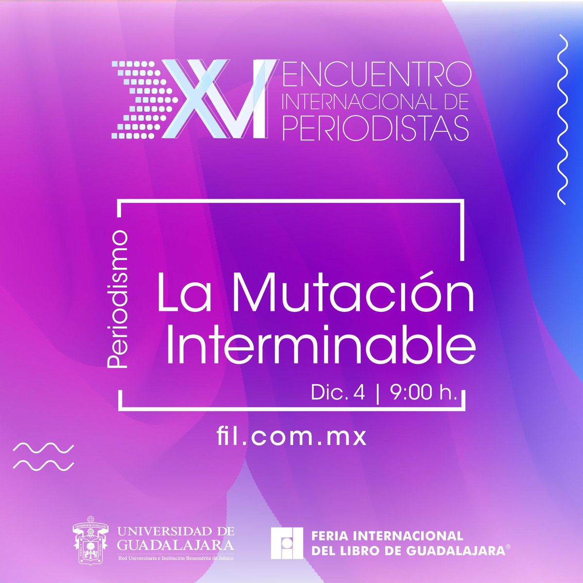 cuci_oficial's tweet photo. ¿Ya estás listo para el #EIP2020? En su edición virtual, el @eipudg tendrá como tema el "Periodismo: La mutación interminable".
📅 4 de diciembre, de 9:00 a 11:00 h.
Síguelo https://t.co/WCgtJff6Ui y https://t.co/48rVgG2Z6s https://t.co/EbMl1GVynP
