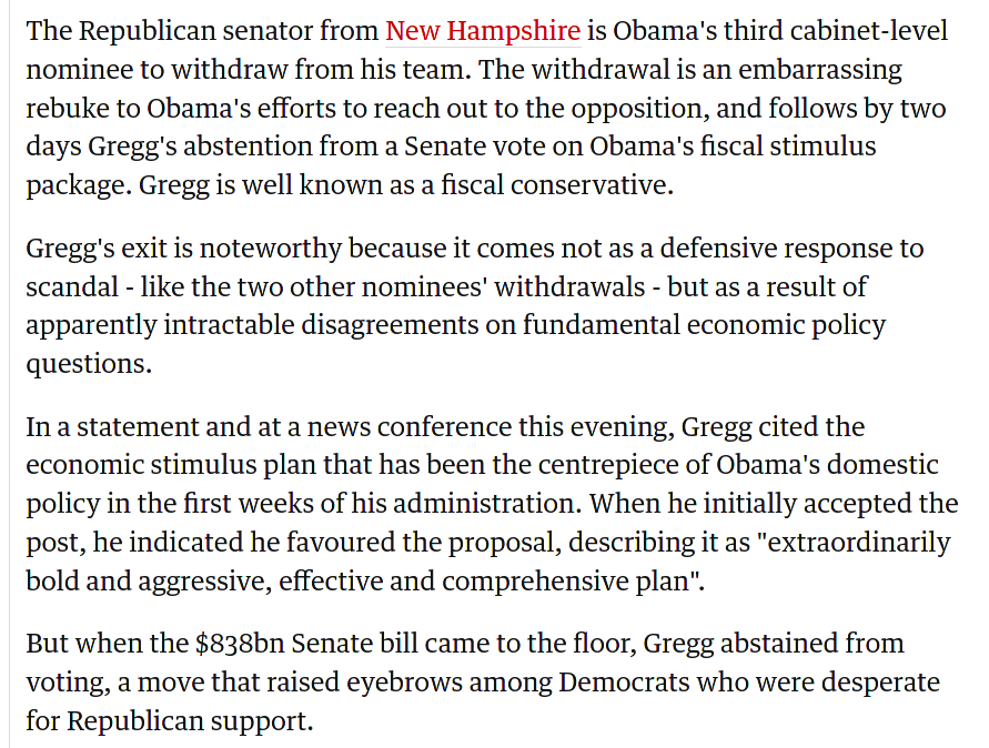 The News coverage of it was negative for Obama.Look at the way this is framed as being embarrassing for Obama. Obama reaches across the aisle and appoints him, then he withdraws and kneecaps the main policy proposal he was supposedly supportive of.