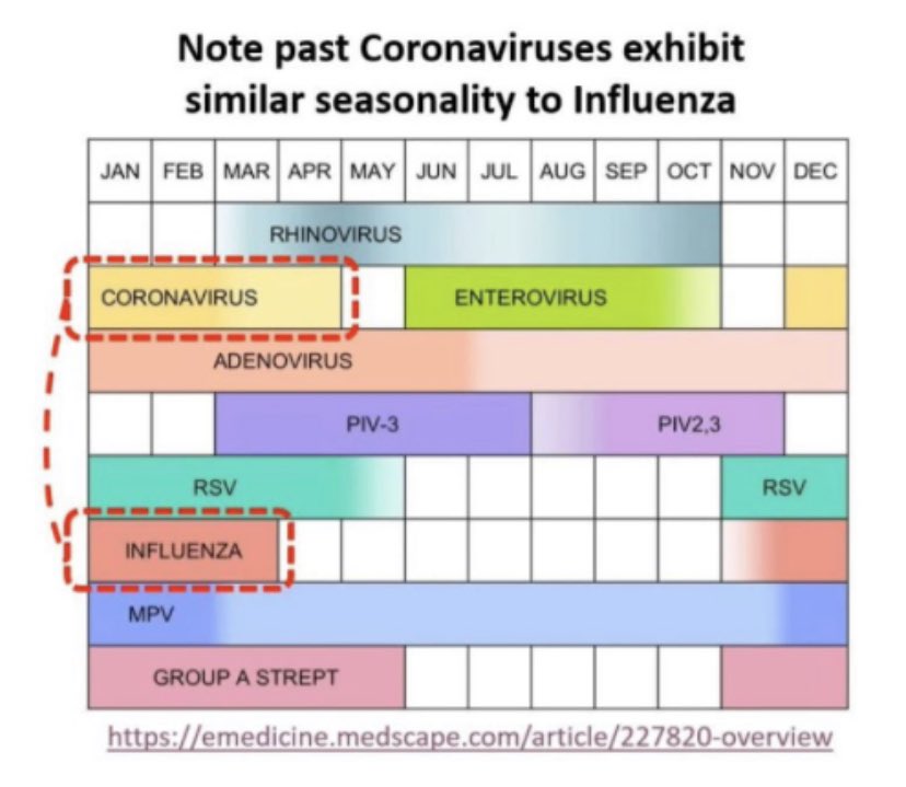 His initial hypothesis proposed that the cause of influenza epidemics during winter may be connected to a seasonal influence.Worth noting past coronaviruses exhibit similar seasonality to influenza.
