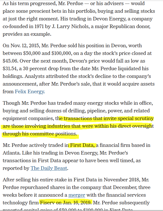 too long to copy but here's the clip about these trades:DevronFirst Data merger FiservHow do his donors stay with him? He seems like a sh!t business friend. LOL