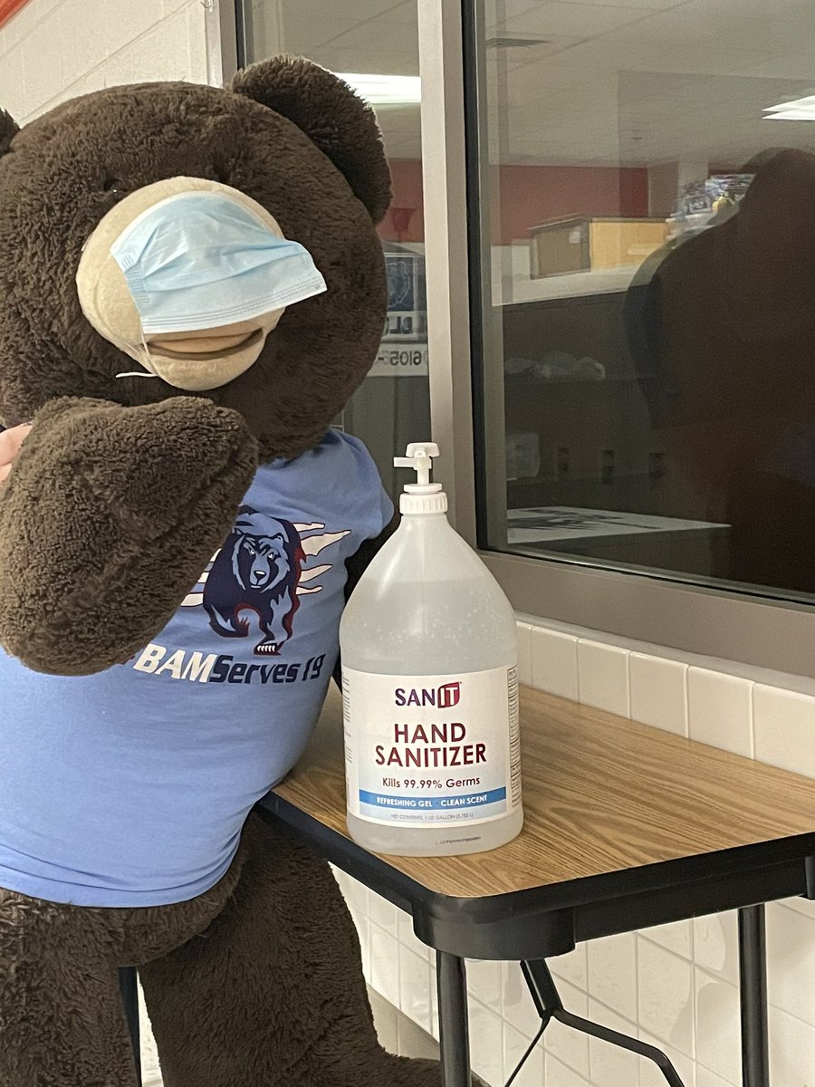That sneaky Bammy was roaming the halls today! Always taking precautions and modeling the way! #wheresBammy <a href="/BAM_MS_Official/">Brambleton Middle</a> <a href="/rhrimmel/">Robert Rimmel</a> <a href="/LcpsSharma/">Vandana Sharma</a>