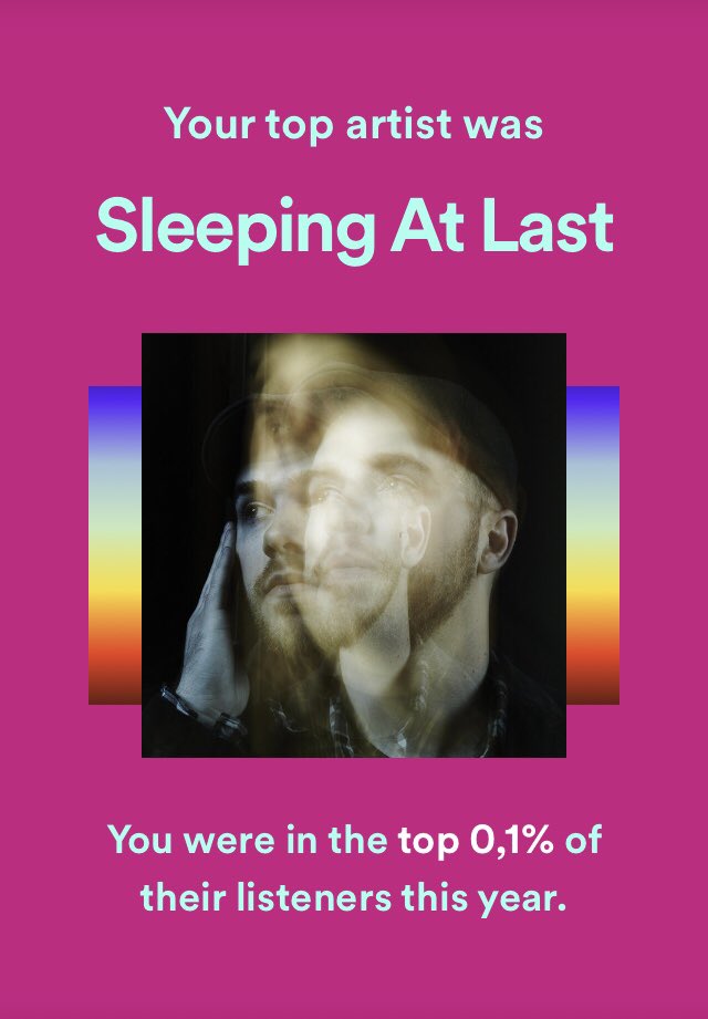 AliceKPetty's tweet photo. @sleepingatlast You were my top artist this year! Thank you for writing such beautiful songs ☺️ https://t.co/quG3WPV6EU