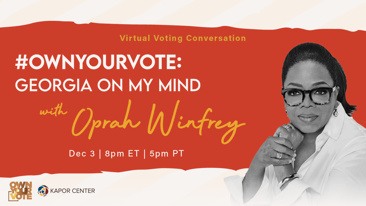 Join us for a virtual conversation with @Oprah to discuss the Georgia Special Election this Thursday at 8p ET | 5p PT! RSVP for your spot today! zoomwithoprah.com