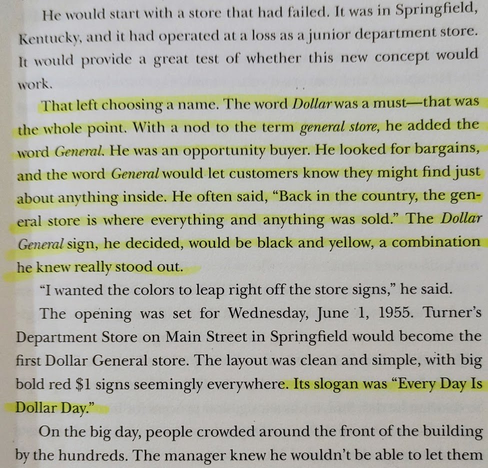 6/ The Turners started by experimenting with the "everything is $1" concept at one store, but the idea was obviously a huge success, and Dollar General was off to the races.This is also when the stores were rebranded w/ the Dollar General name.