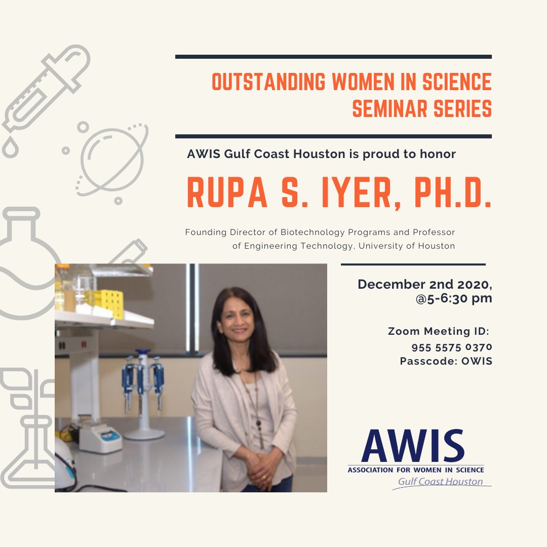 Starting soon!! Join us to honor Dr. Rupa Iyer as our #OutstandingWomenInScience recipient for her outstanding contributions to STEM. 

Zoom link: zoom.us/j/95555750370?…
Password: OWIS

#OWIS2020 #WomenAppreciation #WomenInSTEM