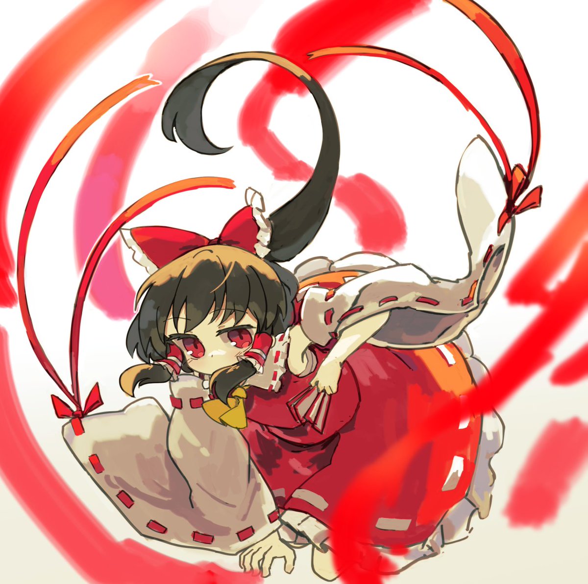 hakurei reimu 1girl solo detached sleeves bow red eyes hair bow hair tubes  illustration images