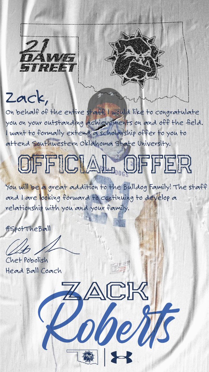 So blessed to say that I have received an offer to play at Southwestern Oklahoma State University! Words cannot describe how thankful I am for you <a href="/doctor_glenn/">Coach Glenn Stallings</a>! Thank you <a href="/coachmcquillan/">Coach McQuillan</a> for giving me this amazing opportunity to continue playing the game that I LOVE!🐶🏈💙