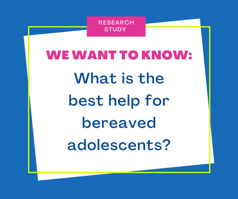 Researchers from <a href="/unimelb/">University of Melbourne</a> are looking for adolescents (Aged 16+), parents/guardians lnkd.in/dq-zBTU and clinicians lnkd.in/dbWj6UG to take part in an online study to help understand the best way to help bereaved adolescents. Click the links for further info