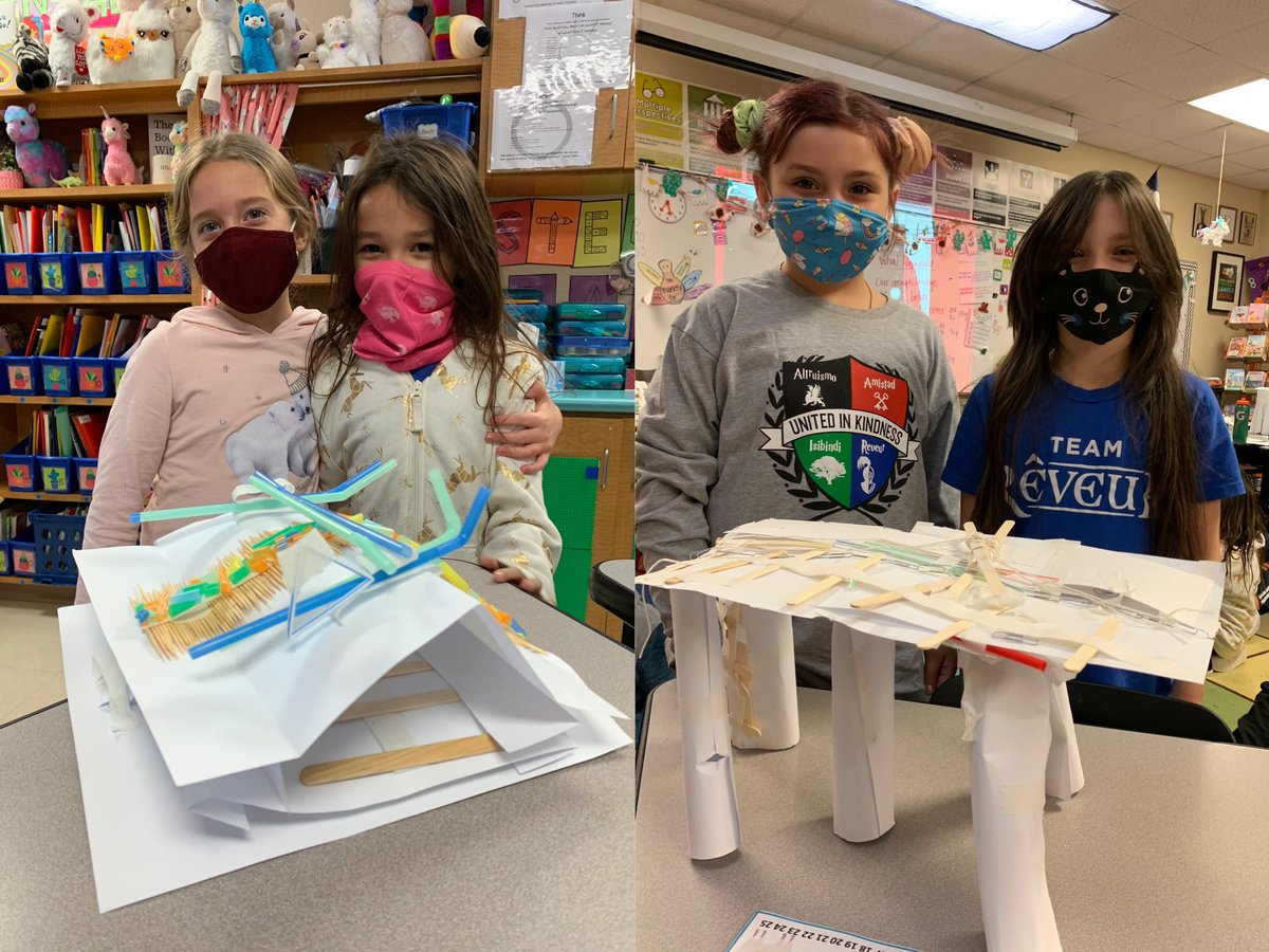 MrsGreen2nd's tweet photo. Their smiling eyes say it all!! I’m so proud of these junior engineers. 👷🏼♀️👷🏼♂️And I’m ESPECIALLY proud of their teamwork, determination, & how they reflected on their bridge designs. We tested 8 spectacular bridges today!! 🌉 @BeckElem @NISDScience #becktrueblue https://t.co/AQwbrwByA9