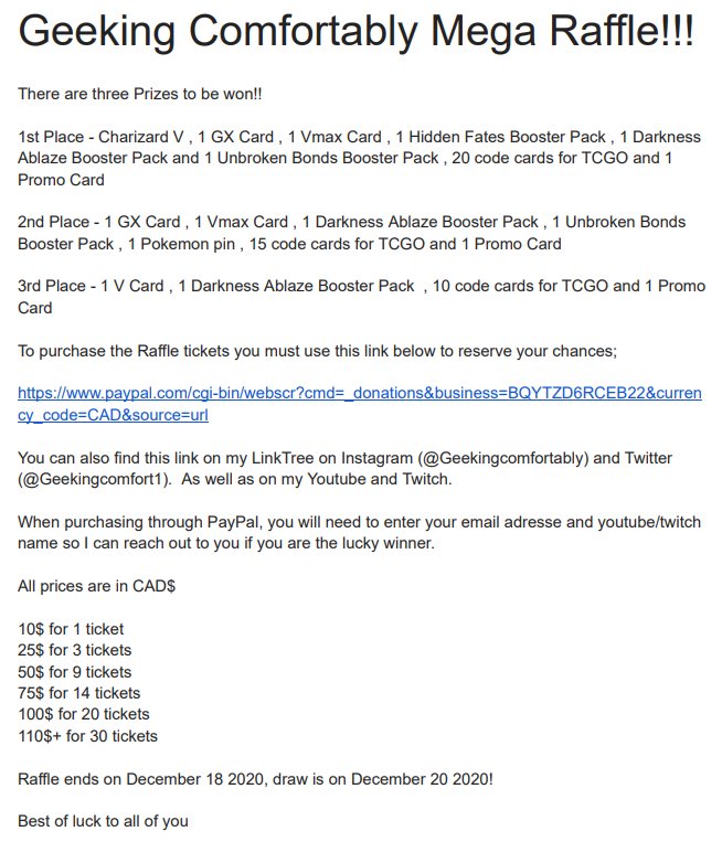 Holding a mega raffle 1st place can win a total value of over 100$ worth of #tcgpokemon 2nd place over 50$ and 3rd place about 20$. All prices below and scan qr code to purchase your tickets #pokemon #giveaway #smallstreamer #rtItBot #bigprizes #tcg #winbig #win #GiveawayAlert