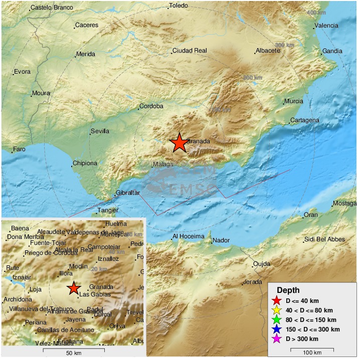 LastQuake's tweet photo. Felt #earthquake (#terremoto) M3.5 strikes 12 km W of #Granada (#Spain) 2 min ago. Please report to: https://t.co/3Ezr1Jio7B https://t.co/0zDX87ttuW