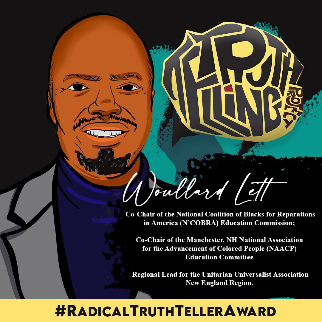 TruthTellersUSA's tweet photo. Tomorrow Dec 3 at 7pm EST we highlight December #radicaltruthtelleraward Woullard Lett for #reparations activism#NCOBRA #reparationsnow #reparations2020 https://t.co/q1RcoxxrfX @Imani_delta @Aurora_313Poet @Blacks4Peace @search4swag @doctapeace @JessScotty https://t.co/X4bkLKAqUo