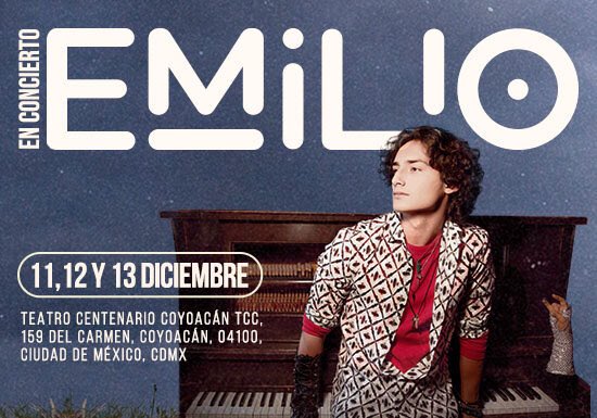 No te pierdas en Teatro Centenario Coyoacán este 11, 12 y 14 de diciembre Emilio en Concierto.
Compra tus boletos en <a href="/eticket/">ETICKET</a> 

¡Te esperamos!
<a href="/mailomarcos/">🤘🏻Emilio.O.Marcos 🤘🏻</a> 
.
.
#concierto #emilioosorio #teatrocentenariocoyoacan #espectaculos #entretenimiento #compratusboletos