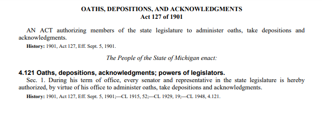 . @darrincamilleri is supported by Michigan law in his call for the visitors to be sworn in (via  @SCLiedel)