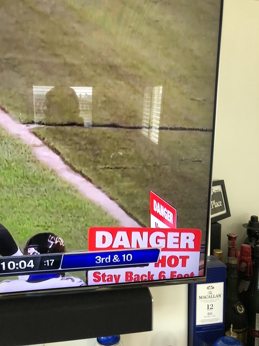 Not sure what’s stranger, Sunday Night Football miday on a Wednesday or the fact that the sideline heaters are socially distancing #6feetApart #ravensvssteelers #bye2020