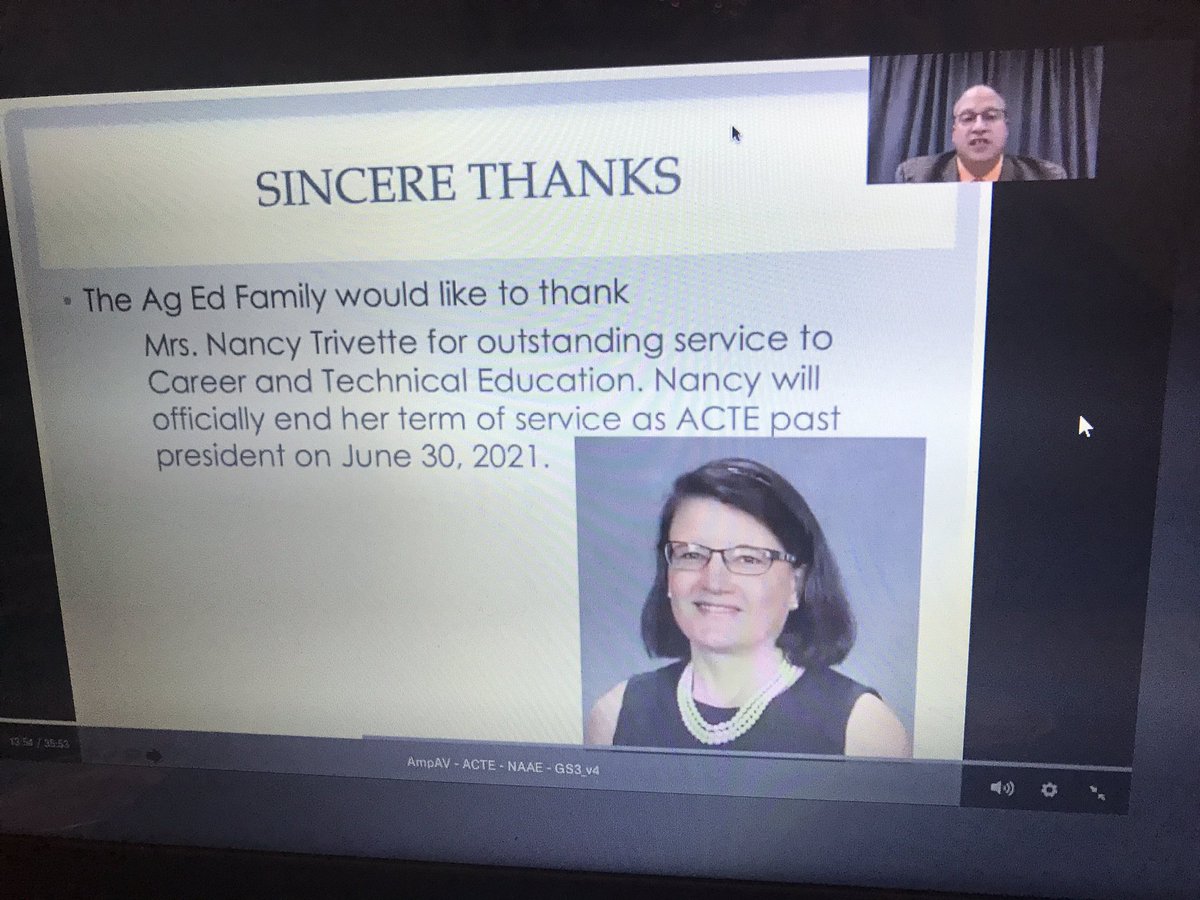 Thank you <a href="/nancy_trivette/">Nancy Trivette</a> for your service to <a href="/actecareertech/">ACTE</a> #VisionCTE20 #NAAE2020 <a href="/NAAE/">National Association of Agricultural Educators</a>