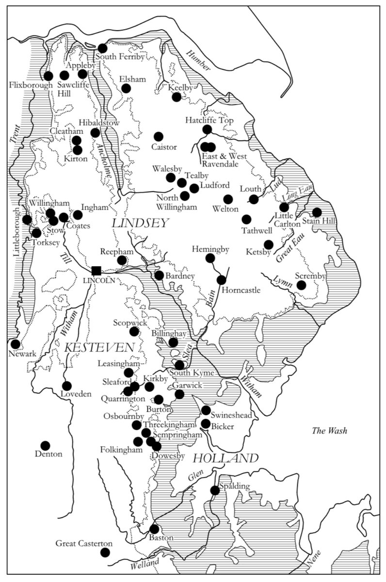 Other sites discussed include Bardney, Hatcliffe Top, & the early to Middle Saxon settlement site at Quarrington, with its interesting mix of round & rectangular structures (pics: plan of Quarrington Anglo-Saxon settlement nr Sleaford & map of places mentioned in the new intro).