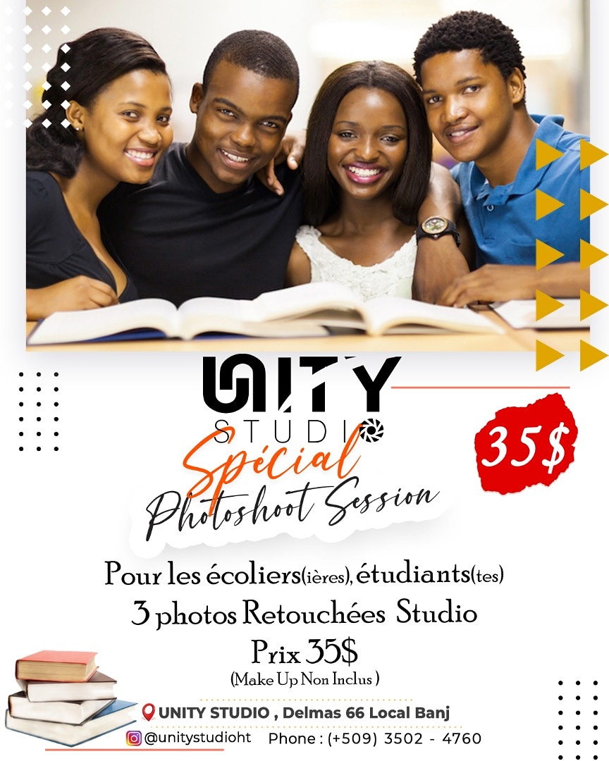unitystudioht's tweet photo. Special Photoshoot Session 
Pour les écoliers(ères), étudiants(tes) 

3 Photos retouchées (studio)

Prix : 35$ 

Contact : 3502-4760 https://t.co/rrDIY3qbyd