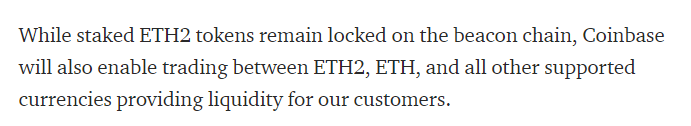 3/ According to Coinbase, ETH and ETH2 will work as two different coins. If you trade each other, that will definitely be a taxable event. (See 6/ before shooting the messenger )